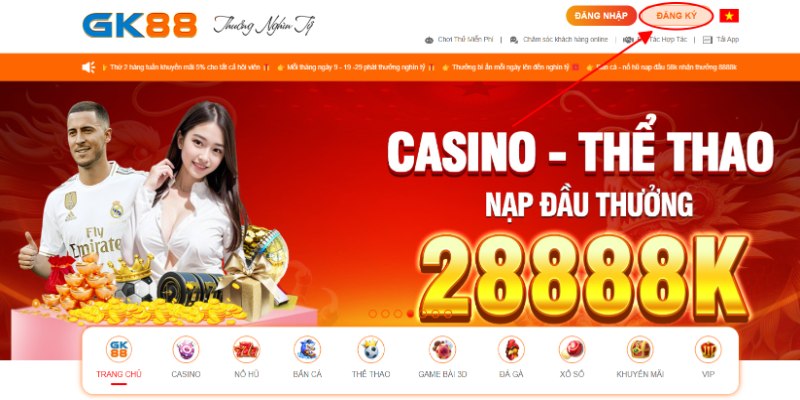 Truy cập vào mục “Đăng ký” ở trang chủ